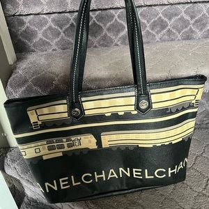 CHANEL Coated Canvas Le Train Bag